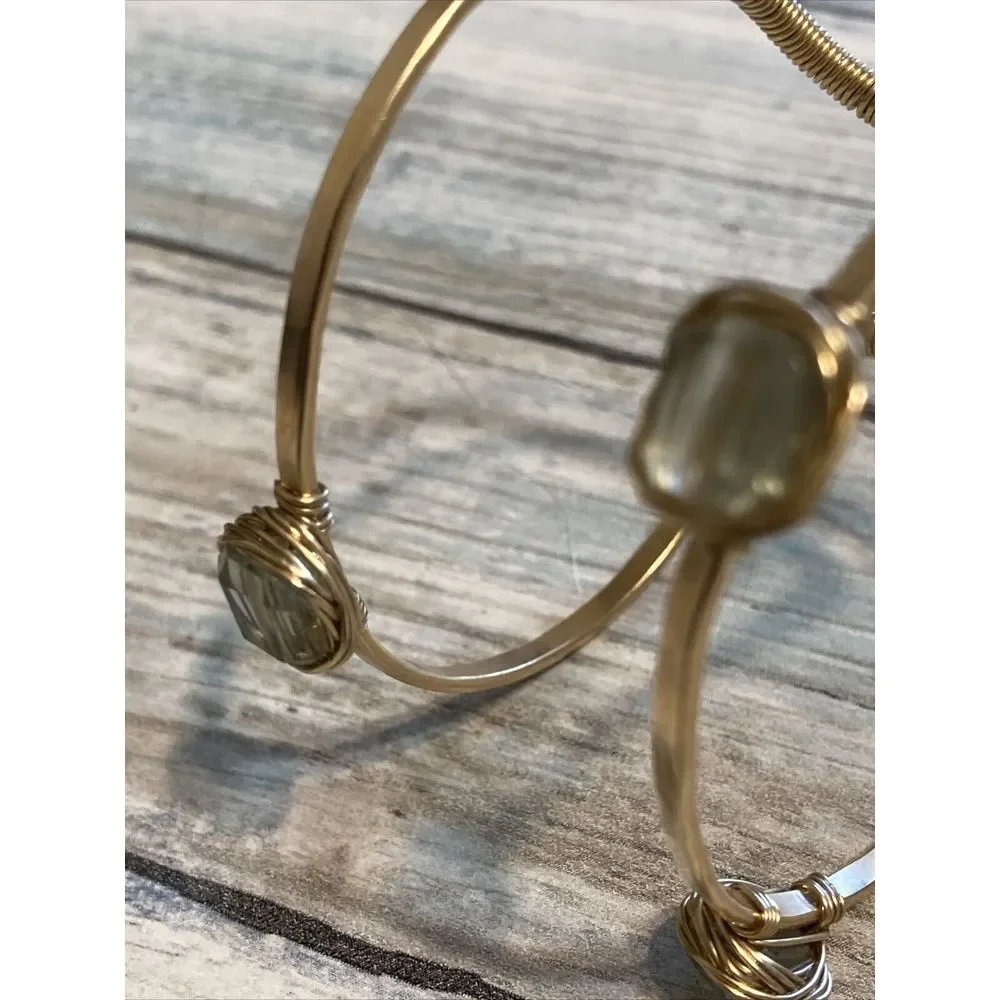 Wire Wrapped Cuff‎ Bracelet Artisan Unique Beads Minimalist NWOT Adjustable